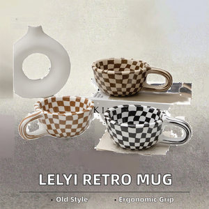 Tasse à café rétro en céramique de haute qualité, 101-200 ml, écologique, compatible micro-ondes, avec poignée ergonomique, pour usage domestique, Lelyi - Product Image 2