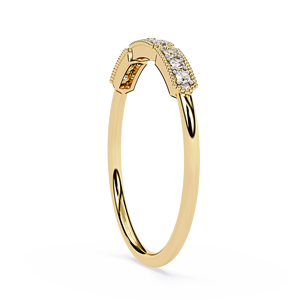 Anillo minimalista de oro amarillo macizo de 14k con diamante redondo de talla brillante para mujer, para compromiso, aniversario, boda - Product Image 2