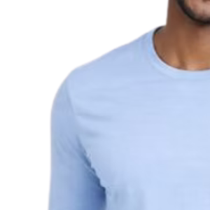 Camiseta de Manga Larga para Hombre, Color Azul Claro, Cuello Redondo, con Diseño de Letras Entrelazadas, Ropa Casual para el Día a Día, Cómoda para Usar en la Calle - Product Image 3