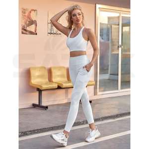 Vêtements de yoga écologiques personnalisés en spandex/nylon, vêtements de sport, vêtements de fitness pour femmes, soutiens-gorge de sport, leggings taille haute, ensemble de pantalons - Product Image 4