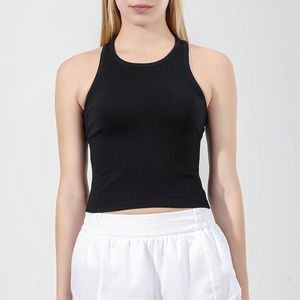 Venta al por mayor: Top corto sexy de verano con aberturas, sin mangas, cuello asimétrico y ajustado para mujer - Product Image 1