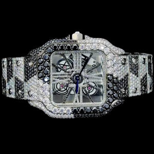 Reloj de Colección Premium con Esfera Cuadrada de Dos Tonos Estilo Hip Hop, con Dial de Esqueleto y Diamantes Moissanite Personalizados de Fábrica, Precio al por Mayor - Product Image 1