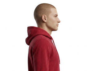 Sudadera con Capucha Roja para Hombre, Corte Regular, Color Sólido, Informal, con Bolsillo Delantero, 100% Algodón, Tejido French Terry, para Otoño - Product Image 6