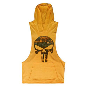 Men's Skull Print Sleeveless Hoodie Gym <b>Stringer</b> Tank Top Bodybuilding Workout <b>Vest</b> with Pocket Multi-Color Wholesale OEM - Product Image 6