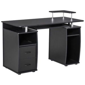Scrivania da Gaming/PC per Ufficio dal Design Moderno e Semplice con Libreria Estensibile per Home Office (MDF Nero e Metallo) - Product Image 4