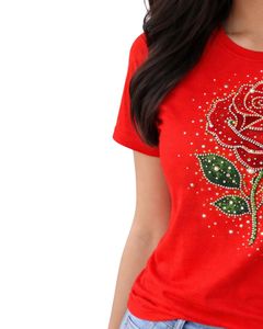 Camiseta Corta para Mujer Color Rosa Polvoriento, Bordado Floral, Manga Corta, Informal, Mezcla de Algodón Suave, Top de Verano para Mujer, Venta al por Mayor y al Detal - Product Image 4
