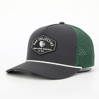 Gorra Deportiva Personalizada de 5 Paneles, Impermeable, de Poliéster Verde, con Orificios Cortados a Láser, Gorra de Golf Perforada, Gorra de Béisbol