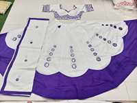 Gaun Salwar Kameez Tradisional India Pakistan untuk Wanita, Panjang hingga Lutut, Katun Bersulam, Model Longgar, Pakaian Pernikahan