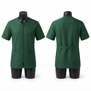 Chaqueta de Barbero Unisex para Adultos, Transpirable, de Poliéster, 190 GSM, Color Verde, Manga Corta, con Logotipo Personalizado en Relieve, OEM, Blackhardson - Product Image 1