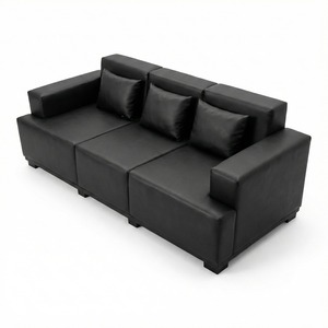 Minimalist Upholstered Sectional <b>Sofa</b> Set Double Loveseat for Small Spaces Living Room & Bedroom Use PU Leather <b>Cover</b> - Product Image 5