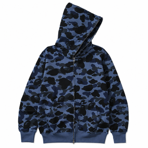 Sudadera con capucha azul sólida con cremallera frontal completa para mujer, de ajuste regular, de algodón tejido, estilo urbano ecológico para invierno - Product Image 1