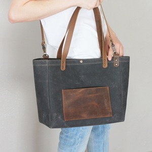 Bolsa de Mano de Lona de Algodón Orgánico, Bolso de Hombro Resistente para Viajes, Trabajo, Compras, Gran Capacidad, Cierre Abierto, Bordado LCTB-0079 - Product Image 4