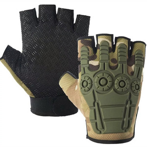 Gants tactiques en cuir de haute qualité, demi-doigts, été, unisexe, antidérapants, fermeture à boucle, sports de plein air, cyclisme, chasse - Product Image 5