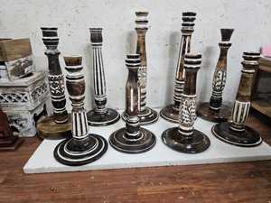 Porte-bougies en bois imprimés à la presse à lettres, faits à la main, style rustique, centres de table pour mariages, Noël, événements, décoration intérieure - Product Image 4