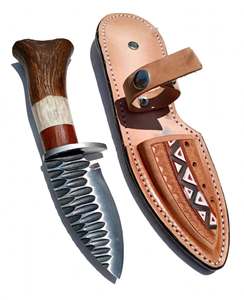 Handcrafted Forged Carbon Steel Blade Utility Tool Rosewood <b>Bone</b> <b>Handle</b> Stainless Bolster Leather Sheath - Product Image 3
