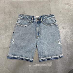 LeSantrees <b>Men's</b> High Waist Ripped Denim Bermuda <b>Shorts</b> With Frayed Hem And Distressed <b>Patches</b> Street Style Cotton Woven - Product Image 3