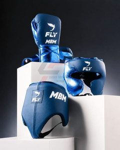 Nouveauté - Ensemble de boxe professionnel en cuir véritable de qualité supérieure, couleur bleu métallisé, personnalisé - Product Image 6
