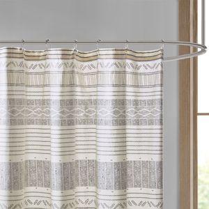 Tenda da doccia con stampa a righe in cotone con nappa accessorio da bagno elegante e resistente - Product Image 2