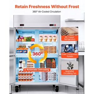 Attrezzatura di Refrigerazione per Cucine Commerciali, Frigorifero/Congelatore Verticale in Acciaio Inox da 48" con 4 Porte, 31 Piedi Cubi, Sbrinamento Automatico - Product Image 3
