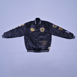 MRI GROUP Black Satin Men's <b>Jacket</b> <b>Reversible</b> Windproof Eco-Friendly Plus Size Embroidered Logo Front Stand Collar Regular Fit - Product Image 5