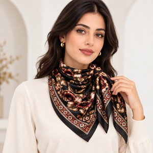Elegant Floral Printed 100% Silk Square Scarf for Women All Seasons Fashion Accessory - Product Image 2