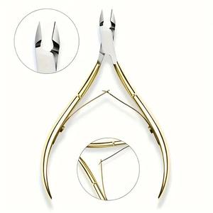 Pince à cuticules de précision en acier inoxydable de haute qualité, beige clair, pour l'élimination des peaux mortes des ongles et des ongles d'orteils, avec double ressort - Product Image 5