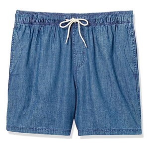 Pantalones Cortos Bermuda de Mezclilla Azul para Hombre, Cintura Media, Estilo Casual con Bolsillos, Tejido de Algodón Transpirable - Product Image 1