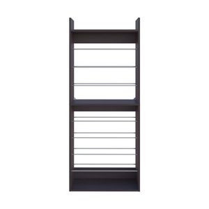 Wengue Tall Open Shoe Rack with <b>Metal</b> Rails and Multi-Tier <b>Shelves</b> - Product Image 4