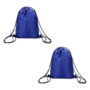 Custom Logo <b>Drawstring</b> <b>Backpack</b> With Mesh Side Pockets Front Zipper Pocket Waterproof Sports Gym Sack Bag Lightweight Polyester - Product Image 2