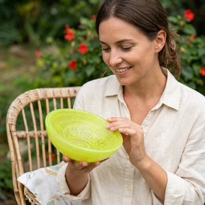 Handmade Resin Bowl <b>Green</b> Carved Modern Design For <b>Food</b> Serving Home Use - Product Image 1