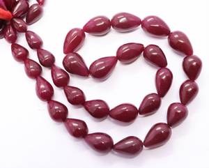 Cuentas de rubí AAA lisas y rectas de 8x14-12x17 mm, cuentas de piedras preciosas de rubí teñido, hilo de cuentas de rubí lisas de 16 pulgadas para la fabricación de joyería. - Product Image 1