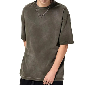 T-shirts pour hommes surdimensionnés en coton biologique 100% avec logo imprimé personnalisé de haute qualité, respirants, à séchage rapide, pour la salle de sport, manches courtes - Product Image 1
