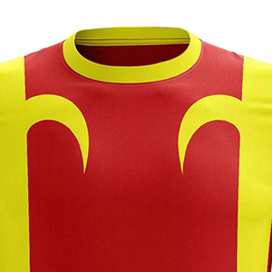Men's Red Yellow Color Blocking Short Sleeve Soccer Jersey Crew Neck Moisture Wicking Polyester Sportswear All Seasons Regular - Product Image 4