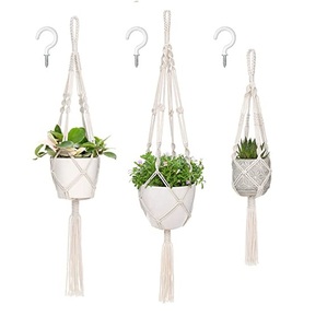 Colgador de Macramé para Plantas Hecho a Mano con Cuerda de Algodón para Interiores y Exteriores |   Soporte Colgante para Macetas Estilo Boho |   Fabricante OEM al por Mayor - Product Image 3