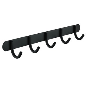 Wall Mounted Metal Hook Rack With 5 Hooks Minimalist Design For <b>Clothing</b> Storage Heavy-Duty Black Finish - Product Image 5