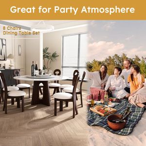 Moderno marmo 59 \ "tavolo da pranzo con robusto disegno croce in legno massello noce Base 8 sedie-elegante sala da pranzo Set per 6-8 persone - Product Image 4