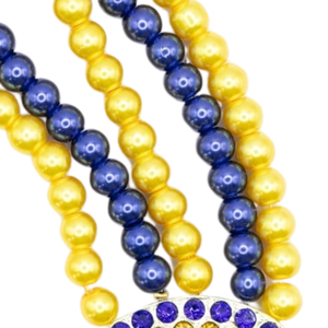 ชุดสร้อยคอไข่มุกสีน้ำเงินทอง Sigma Gamma Rho ประดับมุกหรูหรา สร้อยคอแฟชั่นพร้อมจี้ประดับลูกปัด ของขวัญสุดพิเศษ สามารถสั่งทำได้ - Product Image 5