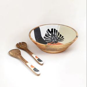 Bol de service en bois émaillé au design très demandé, bol à salade en bois émaillé, bol en bois de manguier, bol en bois d'acacia, prix de gros direct usine - Product Image 1