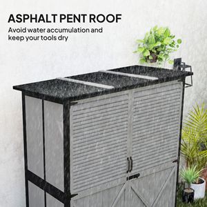 Abri de jardin extérieur gris avec portes verrouillables Pieds réglables 2 étagères avec toit en asphalte - Product Image 5