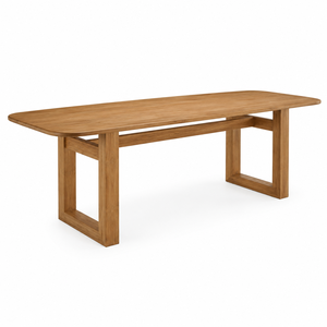 Mesa de Comedor Minimalista de Madera de Teca Sólida, Base con Marco de Portal, Forma Rectangular, Duradera y Ecológica para Uso en Hogar, Restaurante y Hotel - Product Image 3