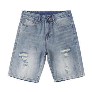 Pantalones Cortos de Mezclilla Tejidos con Bordado, Corte Recto para Hombre, Casuales, Transpirables, de Algodón, Duraderos, para Uso Diario y Urbano - Product Image 1