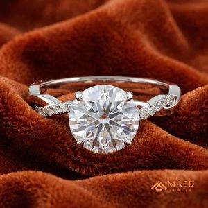 Women's Silver Prong Set Round Cut Moissanite Solitaire Engagement Wedding <b>Ring</b> Luxury Bridal Jewelry Gift From Gujarat - Product Image 2