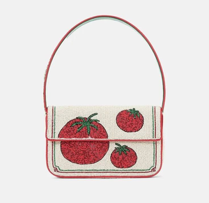 Sac à bandoulière pour femme en perles rouges brodées, sac à main abstrait perlé, pochette de soirée tendance - Product Image 2