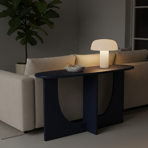 Mesa de Centro/Mesa Auxiliar de Madera de Caucho Duradera con Chapa de Roble MDF, Mesa de Café Moderna para Sala de Estar, Dormitorio, Decoración del Hogar, Color Azul Marino - Product Image 3