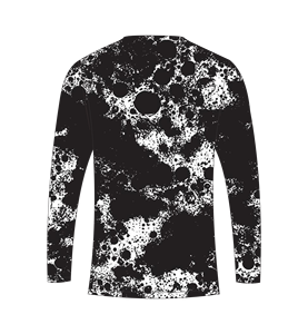 Camiseta de manga larga para hombre, personalizada, sublimada, en blanco y negro, con textura grunge y efecto salpicado, para caza, pesca, deportes atléticos. - Product Image 3