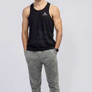 เสื้อกล้ามคอกลมทรงสปอร์ตสำหรับผู้ชาย ผลิตจากผ้าฝ้าย 100% คุณภาพสูง แห้งเร็ว ระบายอากาศได้ดี เหมาะสำหรับออกกำลังกายที่ยิม - Product Image 2