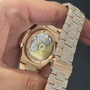 Reloj Automático de Lujo Estilo Antiguo, Oro Rosa, con Diamantes, Hip Hop, Acero Inoxidable, Mecánico, Brillante - Product Image 6