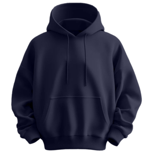 Sudadera con Capucha Azul Marino para Hombre, Corte Holgado, Algodón French Terry, Color Sólido, con Bolsillo, Estilo Casual para Otoño - Product Image 1