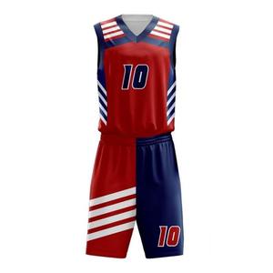 Conjunto de Camiseta de Baloncesto para Hombre Fantasy Wear, Rayas Rojas, Azules y Blancas, Cuello en V, Secado Rápido, Estilo Deportivo, Impresión por Sublimación, Jugador 10, 100% - Product Image 2