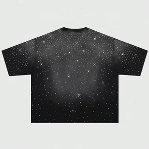 เสื้อยืดลายใหม่ประดับเพชรเทียมสำหรับผู้ชาย แฟชั่นสตรีทแวร์ พิมพ์ลายตามสั่ง เสื้อยืดคอวีประดับเพชรเทียม - Product Image 3